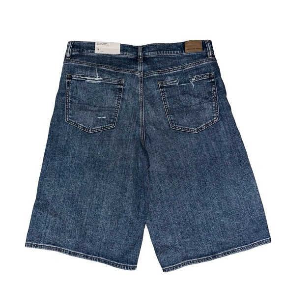 AE Dreamy Drape Baggy Bermuda Distressed Shorts Size 14/32W NWT - Picture 9 of 11